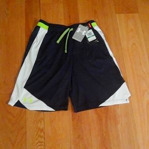 Under Armour Boys Youth Shorts X-Large (YLG/G) Blue, White and Neon Yellow.  NWT